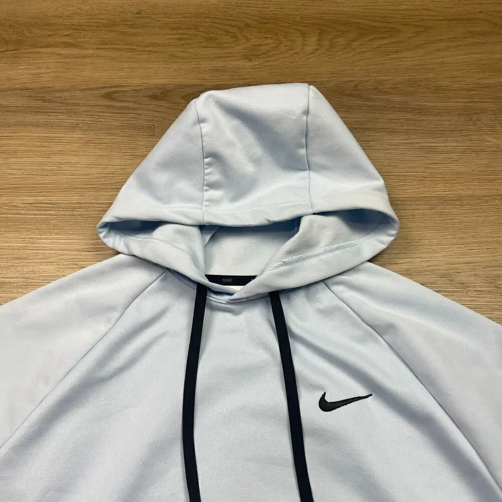 Nike Hoodie Mens Medium Blue Therma Fit Pullover Swoosh Sleeve Pocket